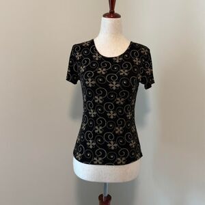 Vintage embroidered black top size medium